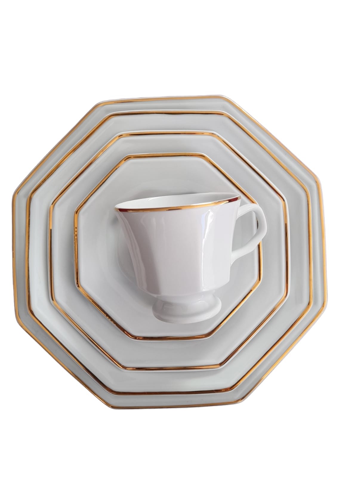 Jogo Jantar Chá e Café em Porcelana Filetado Ouro Itamaraty 42
